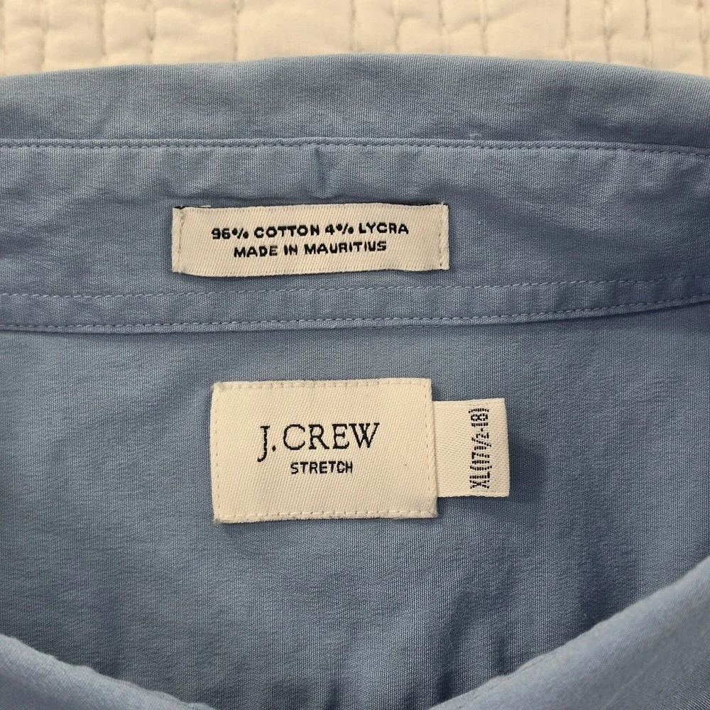 J. Crew Shirt Men's XL (17 1/2 - 18) Short Sleeve Button Up Collared Stretch